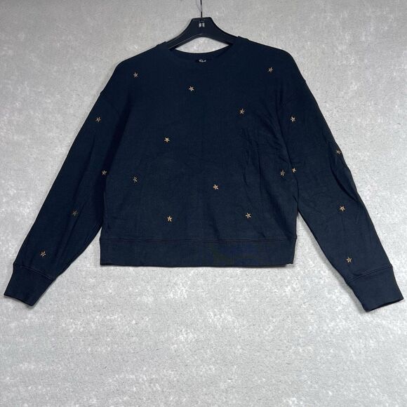 Rails Sweaters - Rails Sweater Womens Small Black Ramona Star Embroidered Pullover Long Sleeve